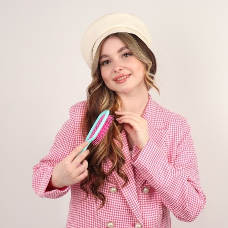 The comb is massage, wide, ventilated, 8.5 × 20.5 cm, PVC box, turquoise/pink color-9