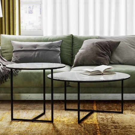 Majore Glass Coffee table, 800 × 800 × 390 mm, white Lacobel color-4
