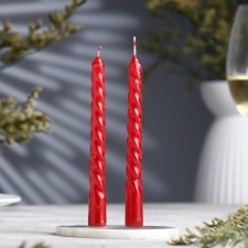 A set of candles of bilies, 1.5x 15 cm, 2 pieces, ruby ​​metallic