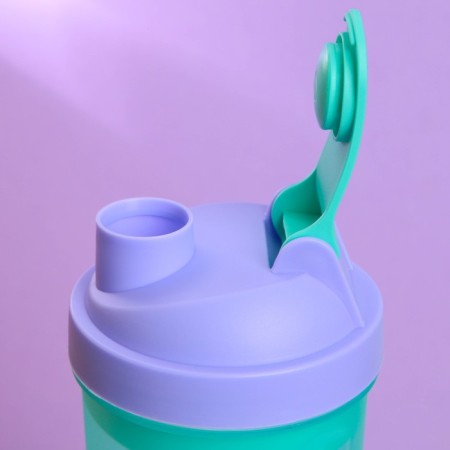Sports shaker with a bowl for protein, purple-blue, 500 ml-6