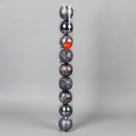 Set of balls plastic D-8 cm, 9 pcs "Amir Assorted" Gray-1