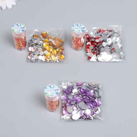 Decor "Semiobusins ​​and rhinestones. Gradient Orange-yellow" d = 4 mm 10g 200 pcs 5x2.5 cm, mix