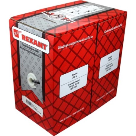 Bay cable twisted pair U/UTP, CAT 5E, PVC, 2PR, 24AWG, Indoor, Stranded, Gray, 305M Rexant-1