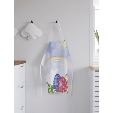 Apron kitchen with a photo print "Rainbow over meadow", adjustable, size OS-1