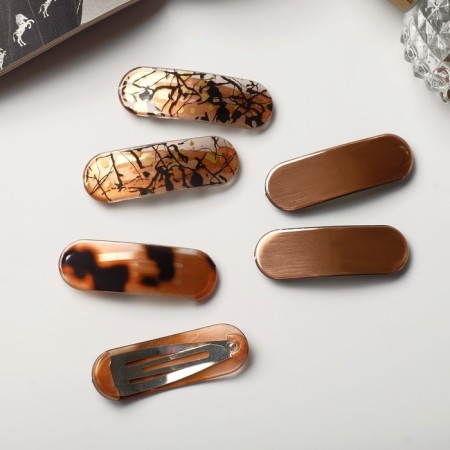 Invisibility for Herty hair (set 6 pcs) Assorted, 5.5 cm, brown-1