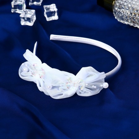 Hair cap "Nicole" beads of chamomile, 1 cm, white