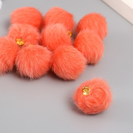 Decor for creativity Artificial fur "ball" Orange set 10 pcs, d = 2 cm