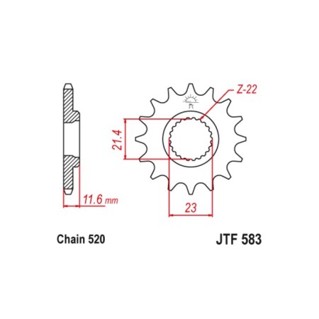 Star host JT SPROCKETS JTF583-13, chain 520, 13 teeth