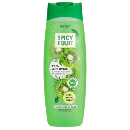 Shower gel on fruit water "Toning & Fresh", kiwi, match, Tarhun, 515 ml