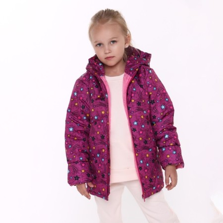 Jacket for girls, raspberry color/stars, height 92-98 cm