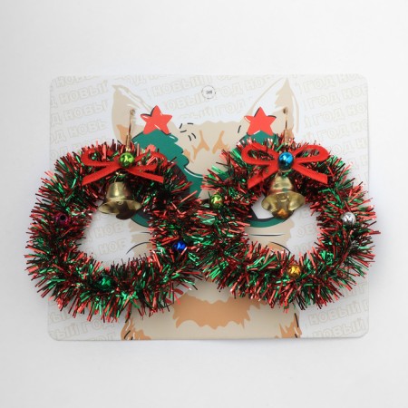 New Year! Earrings "New Year" wreath with a bell, colored in gold-4