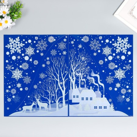 A set of decorative stickers "Winter Picture" 30x38 cm, set 2pcs