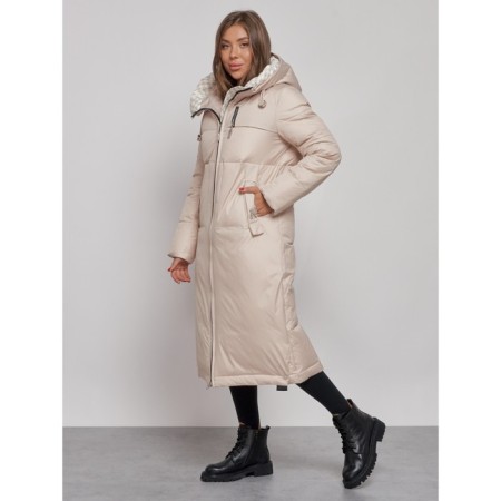Coat insulated winter female, size 44, beige color-2