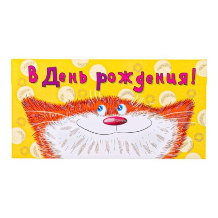 Money envelope "On Birthday!" cat, 8.5 x 17 cm-1