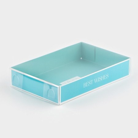 Confectionery packaging, Makarun with PVC lid, Best Wishes, 17 x 12 x 3 cm