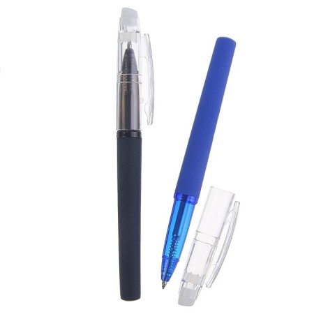 Ballic handle with erased ink, line 0.8 mm, blue rod, rubberized housing, mix (barcode on a piece)