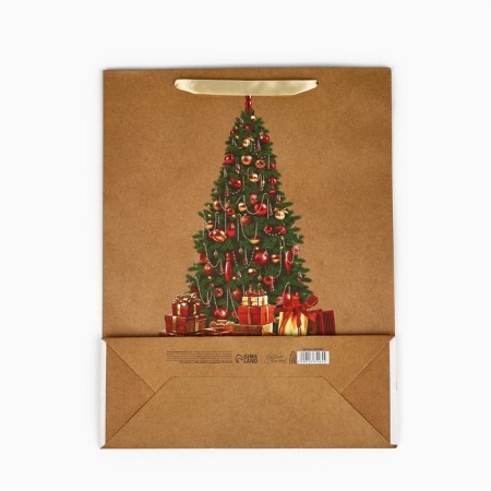 Package Gift New Year's craft vertical “Happy New Year”, Christmas tree, l 31 x 40 x 11.5 cm, new year-4