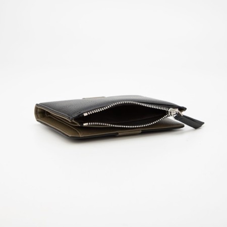Women's wallet on the button, black color-3