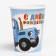 A set of paper utensils, on 6 people "Happy Birthday!", Blue Tractor