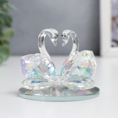 Souvenir glass "Swans with diamond" Transparent holography 6.5x6x5 cm-2