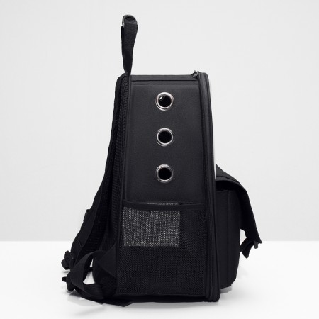 A backpack for carrying animals with a viewing window, black-2