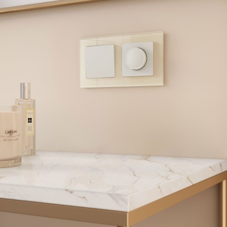 Frame W0021141, 2 Favorit sockets, milk, glass-1