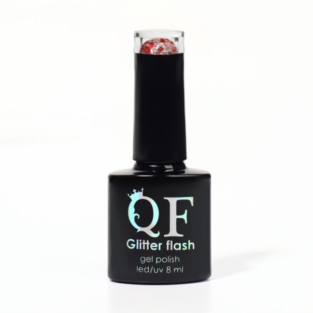 Nail varnish gel, Glitter Flash, 3 phase, 8ml, LED/UV, Transparent/Red color (10)-5