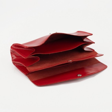 Women's wallet on the button, red color-3