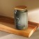 SL Home tea can, 9.5 × 14 cm, gray color, with a bamboo lid