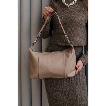 Gobo bag female, eco -leather, ludor beige, 40x11x22 cm-4