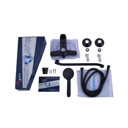 Bath mixer PLSTART PL2205-7, single-leaf, pouring 320 mm, with shower, black 9686667-1
