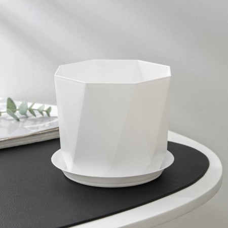 Pot for flowers with a prize pallet, 1 l, white color-6