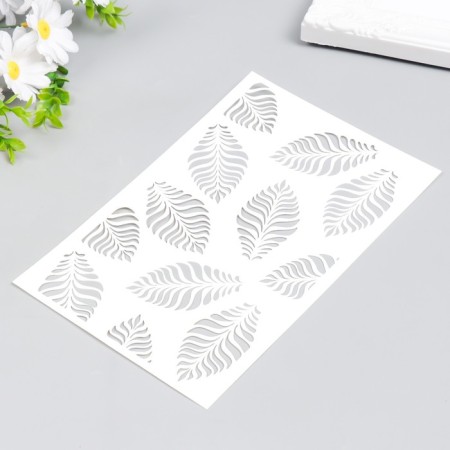 Plastic stencil "Textured leaves" 24x16 cm-1