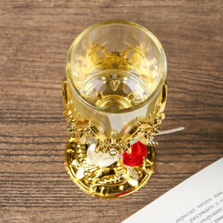 Climber Plastic, glass for 1 candle "rose" glass on the leg gold 13x6x6 cm-5