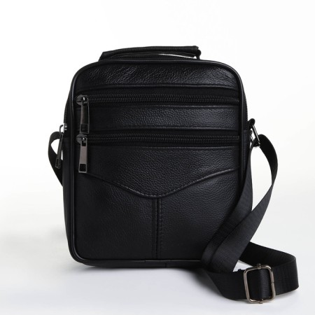 Male bag on lightning, long belt, black color-1