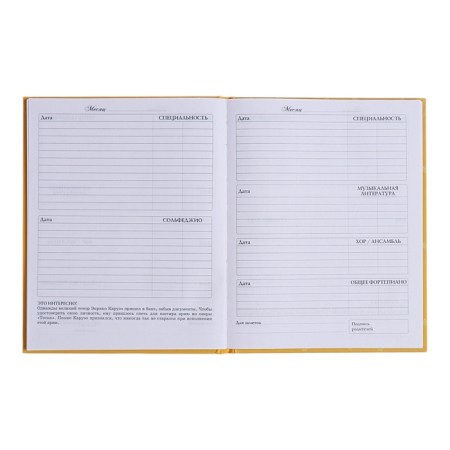 Diary for a music school, 48 sheets, hard cover, matte lamination, foil embossing, reference information, block 60g/m2-8