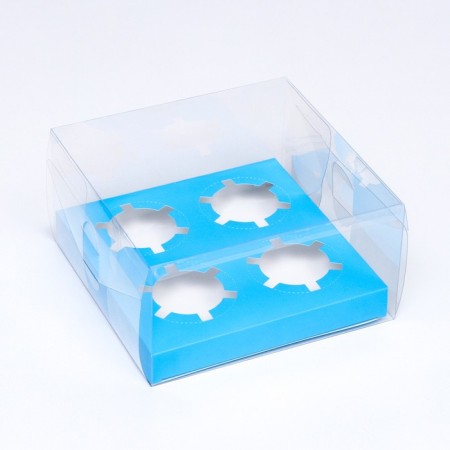 Box for 4 cupcake, blue 18.5 × 18 × 10 cm-1