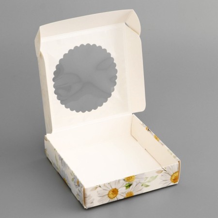 Box a gift team with a window, packaging, "Present", 11.5 x 11.5 x 3 cm-3