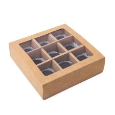 Folding box under 9 sweets, craft, 13.8 x 13.8 x 3.8 cm