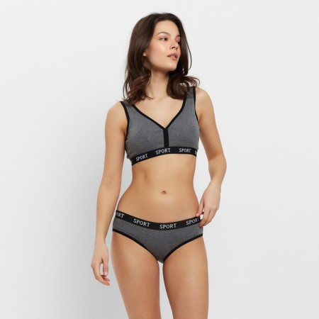 Female set (top, panties), dark gray color, size 42-44