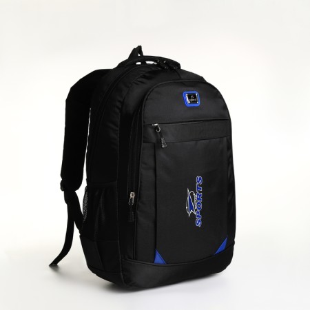 Youth backpack on a zipper, 4 pockets, black/blue color-2