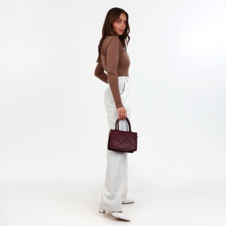 Bag Women's Tout with zipper, burgundy color-4