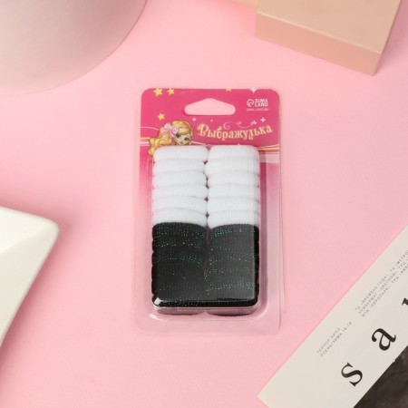 Hair elastic band "Tm -shine" (set 24 pcs) black white