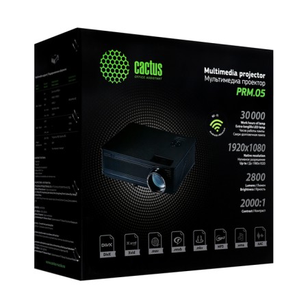 Projector Cactus CS-PRM.05B, 2800LM, 1920x1080, 2000: 1, lamp resource: 30,000 hours, HDMI, black-5