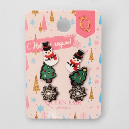 Pusets 3 pairs "Snowman" gingerbread, snowflake, colored mix