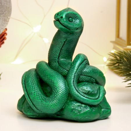Figure "Snake of Zen" Green metallic, 10x10x10cm
