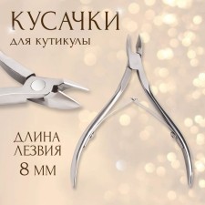 Manicure nippers for cuticle, double spring, 9.5 cm, blade length - 8 mm, silver color