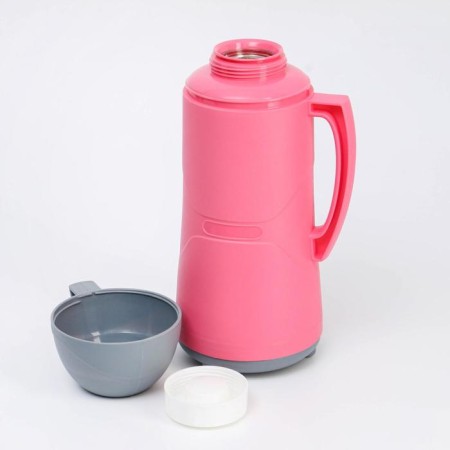 Thermos 1 l, with a glass flask, retains heat 8 hours, 30 x 16 cm, pink-1