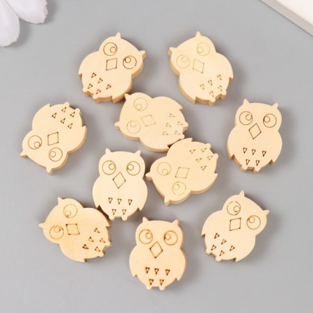 Wooden beads "Astra" owl 17x22 mm, 18 gr. 10 pcs/pack, natural wood-2
