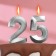 Candle in the cake jubilee "line" (set 2 in 1), number 25/52, silver metallic, 6.5 cm